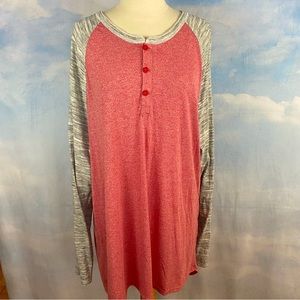 LuLaRoe Red & Gray Henley Size 3XL